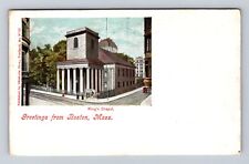 Boston MA-Massachusetts, General Greetings, Kings Chapel, Vintage c1906 Postcard picture