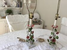 vintage pair of italian metal tole lamps picture