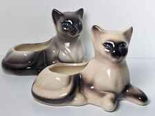 Pair of Siamese Cat Planters Handpainted MCM Mid-Century Modern Vintage Kittens picture