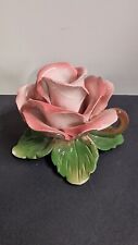 Vintage Italian Taper Candle Holder Capodimonte Pink Rose  picture