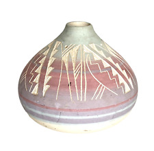 Hand Carved/Etched NavajoNative American Vase, Signed T. Phillips picture