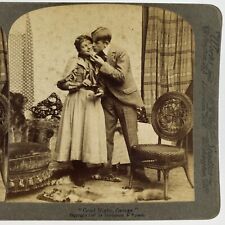 Man Kissing Girl Goodnight Stereoview c1897 Underwood Young Love Courting H1132 picture