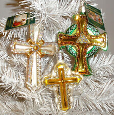 LOT OF (3) CROSSES - OLD WORLD CHRISTMAS BLOWN GLASS ORNAMENT - NEW W/TAGS picture