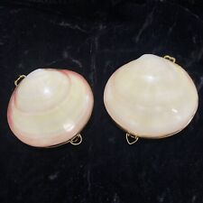 2 Vintage Clamshell Compact, trinket box Coin purse Pink and white picture