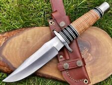Handmade D2 Steel Knife Bowie Leather Handle Hunting Camping Collectible Gift picture