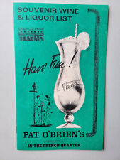 1982 Pat O'Brien's French Quarter New Orleans Souvenir Menu Original picture