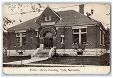 c1905s Public Library Building Exterior Roadside York Nebraska NE Trees Postcard picture