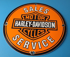 Vintage Harley Davidson Motorcycles Sign - Gas Pump Porcelain Genuine Parts Sign picture