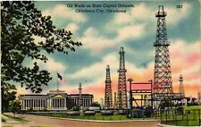 Vintage Postcard- Oil Wells, State Capitol Grounds, Oklahoma City, OK picture