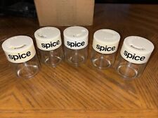 Vintage Set Of 5 Gemco Clear Glass Shaker  Spice Of Life Jars Dial Lid VG picture