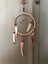 VTG Native American Navajo Indian Dreamcatcher Leather Sinew Beads Feather 6