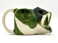 VINTAGE BASS FISH HEAD BIG MOUTH CERAMIC MUG HAND PAINTED DATED AND SIGNED picture
