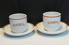 Set of 2 RARE Antique Laughlin Hotel China White Unhandled Coffee Mug G.O.H.Co. picture