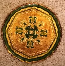 Vintage Italian Florentine Papier Mache Tray Gold / Green Gilt Ornate  picture