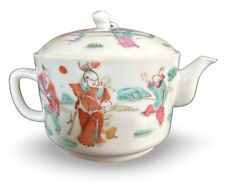 Chinese Export Tongzhi Era Teapot Porcelain/People 6.25”L Late Qing 19thC picture