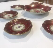 VINTAGE ANTIQUE ZEH SCHERZER Bavarian Porcelain Nut Bowl w Six Serving Plates picture