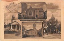 Bennington VT Vermont, 4 Church Views, Sepia Tone, Vintage Postcard picture