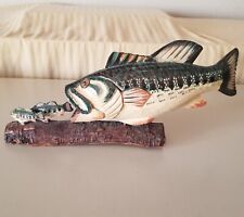 Handmade/Crafted Realistic Wooden Bass Attack Sculpture Scene. [A3] picture