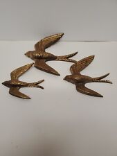 VTG BURWOOD PROD. #2682-3  GOLD FLYING SWALLOWS BIRD Wall Plaques  picture