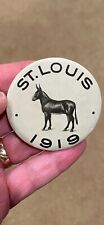Large 2 inch button dated 1919 with picture of a mule and St. Louis  picture