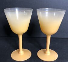 Blendo Cocktail Liquor Glasses Light Orange Vintage West Virginia MCM Set of 2 picture
