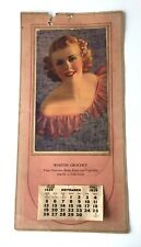 Vintage 1930s Grocery Store Advertising Calendar Art Deco Girl picture