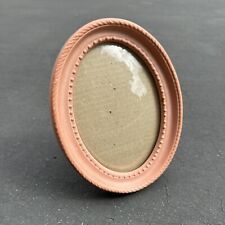 Vintage Tabletop Easel Ceramic Oval Picture FRAME Convex Salmond Pink 8.5