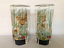 Pair Mid Century Rare Lucite Vases with Butterfly's picture