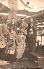 RPPC 1923 Group of well dresses people ,on ship? postcard a46 picture