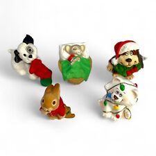 Hallmark Merry Miniatures 1980s Mr. and Mrs. Santa Mouse And Bunny Lot of 5 picture