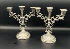 Vintage Italian Silver Candelabra, 3 Tier Ornate Filigree Candle Hold, Set of 2  picture
