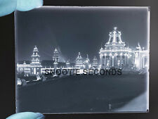 Antique 1893 Chicago Exposition Glass Photo Negative NIGHT LIGHTS water WOW #2 picture