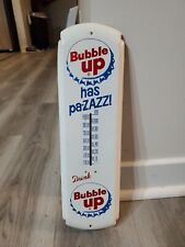 c.1950s Original Vintage Drink Bubble Up Soda Sign Metal Thermometer Works Coke picture