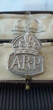 Vintage WWll 1939 Sterling Silver ARP Lapel Badge Royal Mint 9.7 g HALLMARKED picture