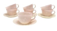Lot Fire King Pink Swirl Tea Cups Saucers Vintage Set 14pc picture
