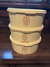Vintage Gold Tupperware Round Containers Pancake Mix, Rice Storage picture