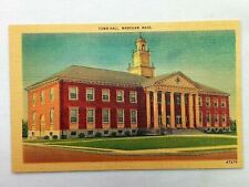 Vintage Postcard 1930's Town Hall Wareham MA Massachusetts New Bedford News picture