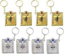 8PCS Mini Bible Keychain Miniature Book Keyring Gold Silver Holy Bible Religious picture