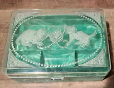Vintage Hommer 1950’s 2 Kittens Marbled Jade, Light Green, Sewing/Jewelry Box  picture