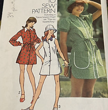 Vintage 1970s Simplicity 5463 Teen Collared Dress + Hat Sewing Pattern 13/14 CUT picture