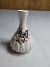 Vintage Bud Vase With Butterflies & Flowers 4.75