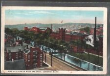 Birds Eye View of Mills and Canal Lewiston ME White Border Postcard Not Posted picture