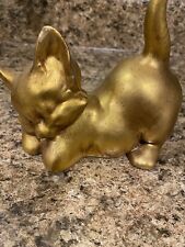 Vtg McCoy Kitty USA GOLD  color ceramic cat MCM 1950s Laying Down Rare DECOR picture