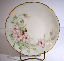 Antique PL Limoges France Hand Painted Porcelain Dresser Plate Pink Floral picture