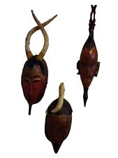 Wooden Hand Carved African Tribal Face Figurine Sculpture Wall Decor 8 1/2