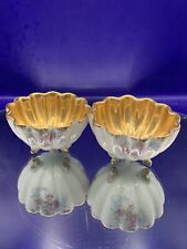 Pair Antique Victorian Lusterware  Footed Nut Bowls  Pink English Rose picture
