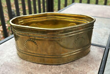 Vintage Solid Brass Bowl Planter Seashell Pattern India Hosley picture
