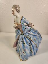 Porcelain Capodimonte Dancing Lady in Blue Dress 1850-1899 Italy Antique VG picture