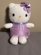 Vintage 2000 Sanrio Smiles Hello Kitty with Lavender Dress & Violets Plush  6” picture