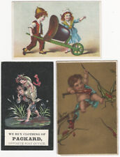 Clothing Fashion Hats Millinery -3 Old Victorian Trade Cards Vermont & New York picture